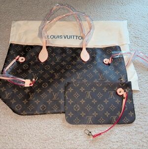 New Brown And Tan Luxury Bag w/ Pink Lining Inside